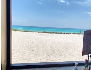 Beach nearby, sun loungers