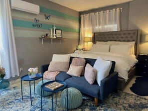 1 bedroom, desk, iron/ironing board, travel cot