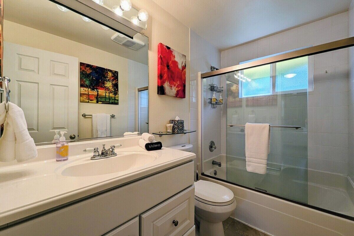 Secador de pelo, toallas