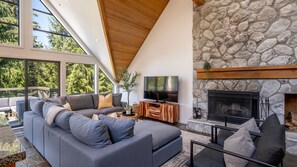 TV, fireplace
