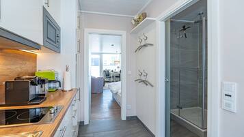 Réfrigérateur, micro-ondes, plaque de cuisson, lave-vaisselle