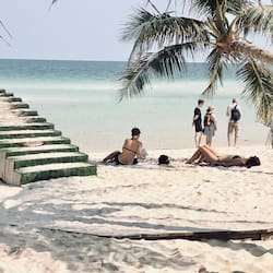 On the beach, white sand, beach bar
