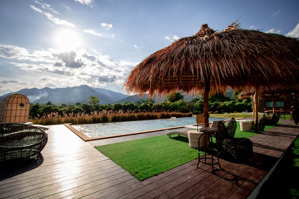 Outdoor pool, sun loungers