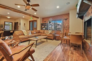TV, fireplace, DVD player, stereo