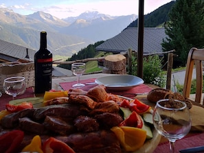 Outdoor dining - 4½ room, double apartment 3***+ / Apartment Holiday Comfort [STV/FST classified] (Riederalp)