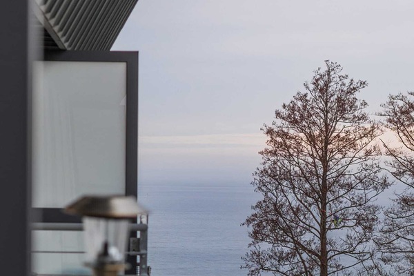 A sea can be perfectly seen from the apartment's balcony.