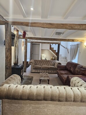 TV, fireplace - West Town Farm a peaceful 2 bed Barn nr Exeter (Exeter)