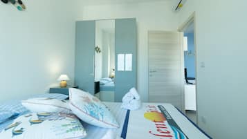 Comfort Apartment, 1 Bedroom, Terrace, Sea View | 1 bedroom, Frette Italian sheets, premium bedding, down duvets
