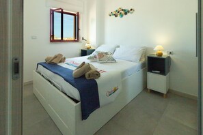 Comfort Apartment, 1 Bedroom, Terrace, Sea View | 1 bedroom, Frette Italian sheets, premium bedding, down duvets