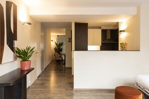 Deluxe Apartment, 1 Bedroom, Terrace | Living area | 52-inch flat-screen TV with cable channels, TV - Dukes’ Apartments Grand Place – by Dukes’ Hotel Collection (Bruges)