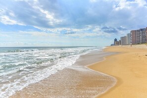On the beach, beach towels