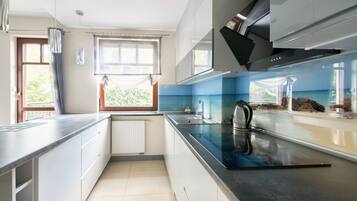 Family Apartment, 1 Bedroom, Balcony, Annex Building | Private kitchenette | Stovetop, electric kettle, freezer, paper towels