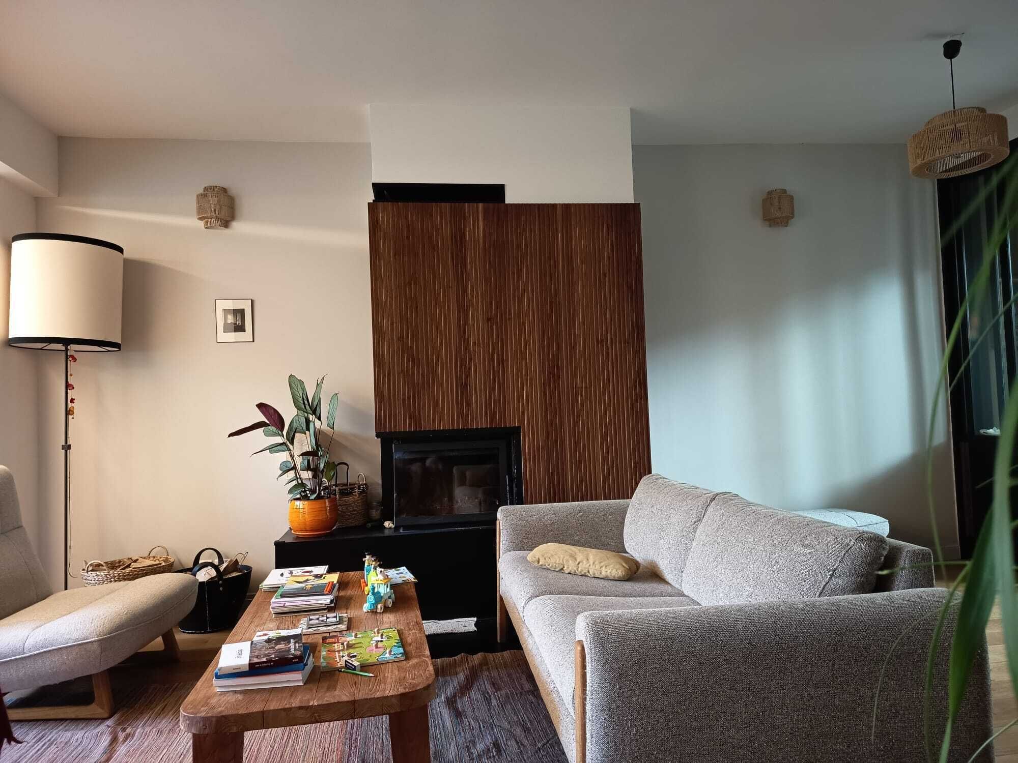 Fernseher, Kamin, Bücher, Musikbibliothek