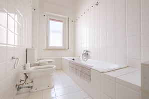 Bañera, secador de pelo, toallas