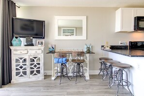 Condo, 1 Bedroom | Private kitchen | Fridge, oven, coffee/tea maker, toaster - 0103 Relax You're At The Beach by Atlantic Towers (Carolina Beach)