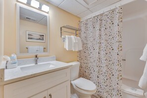 Condo, 1 Bedroom | Bathroom | Towels, shampoo - 0709 Seaside Serenade by Atlantic Towers (Carolina Beach)