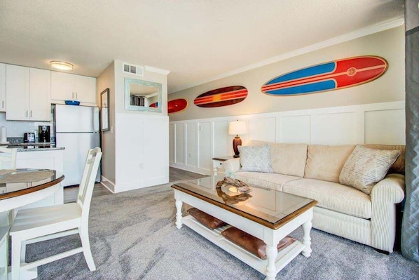 Condo, 1 chambre | Aire de séjour