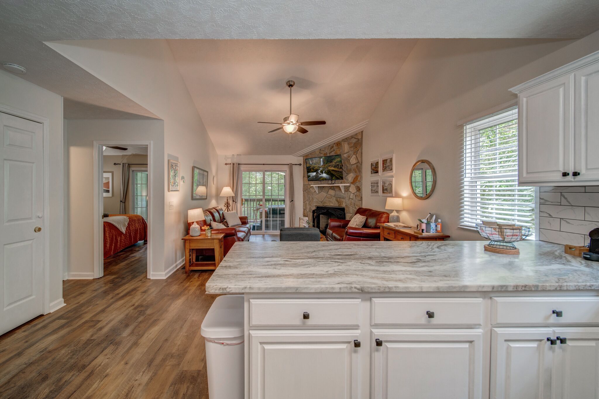 Porch B - a peaceful oasis, with mountain views and new hot tub. 