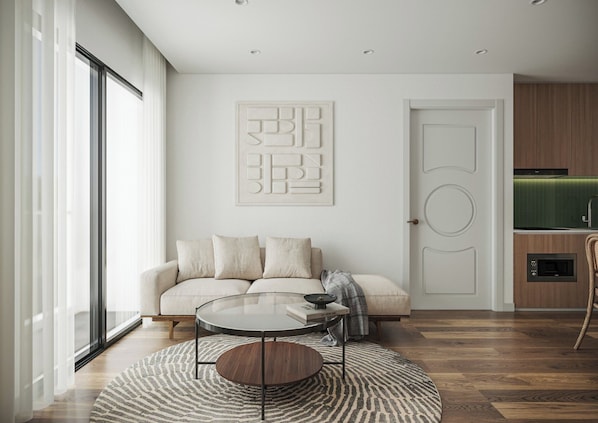 Deluxe-lejlighed | Premium-sengetøj, pengeskab på værelset, skrivebord