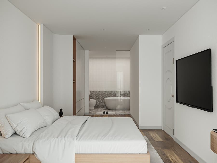 Deluxe-huoneisto, parveke, kaupunkinäköala | Ylelliset vuodevaatteet, tallelokero huoneessa, työpöytä