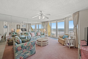 The ocean front living room is fabulous for movie night with the family.
