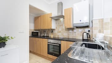 Fridge, microwave, oven, toaster