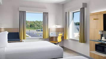 Blackout curtains, iron/ironing board, bed sheets