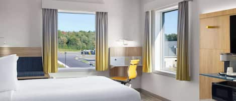 Blackout drapes, iron/ironing board, bed sheets