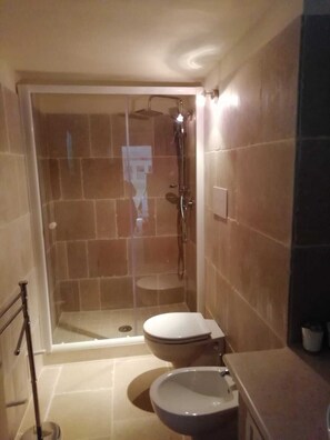 Dusche, Haartrockner, Bidet, Handtücher