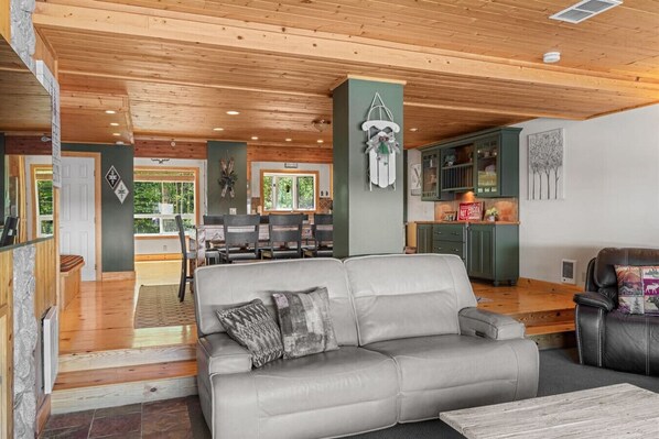 TV, fireplace, table football, ping pong