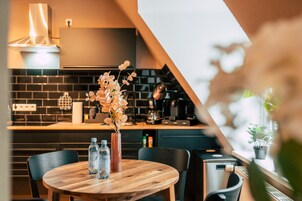 *City* Studio with Kitchen | Private kitchen | Full-size fridge, microwave, oven, stovetop