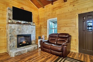 TV, fireplace, table football