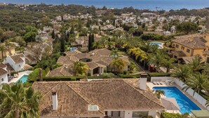 A coastal residential area with terracotta-tiled roofs, palm trees, and a clear view of the sea. - Gorgeous home in Marbella (Marbella)