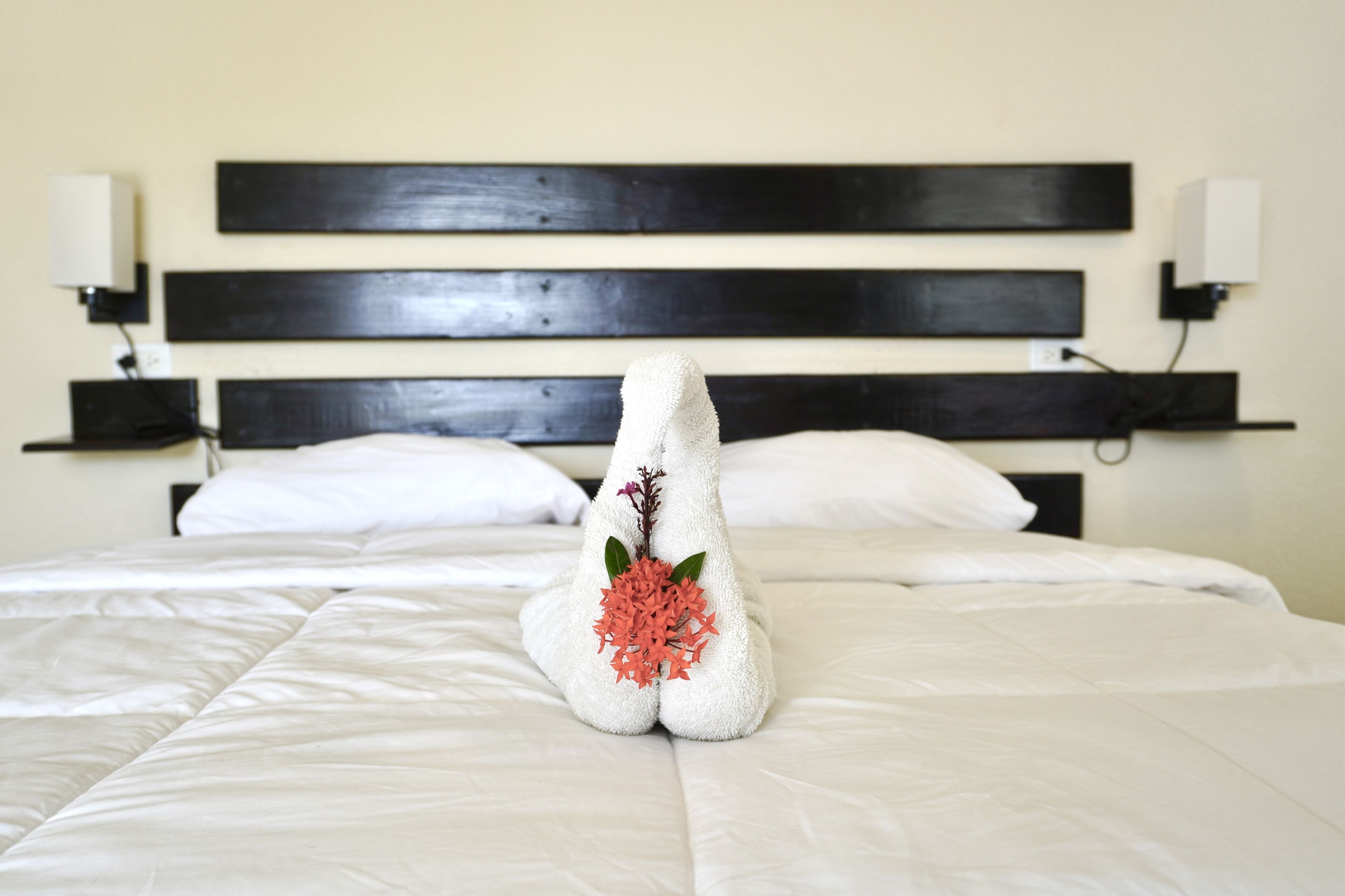 double room, 2 queen beds, ocean view | in-room safe, desk, blackout curtains, iron/ironing board