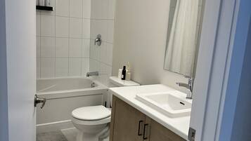 Towels, soap, shampoo, toilet paper