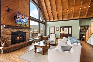 Televisión y chimenea 