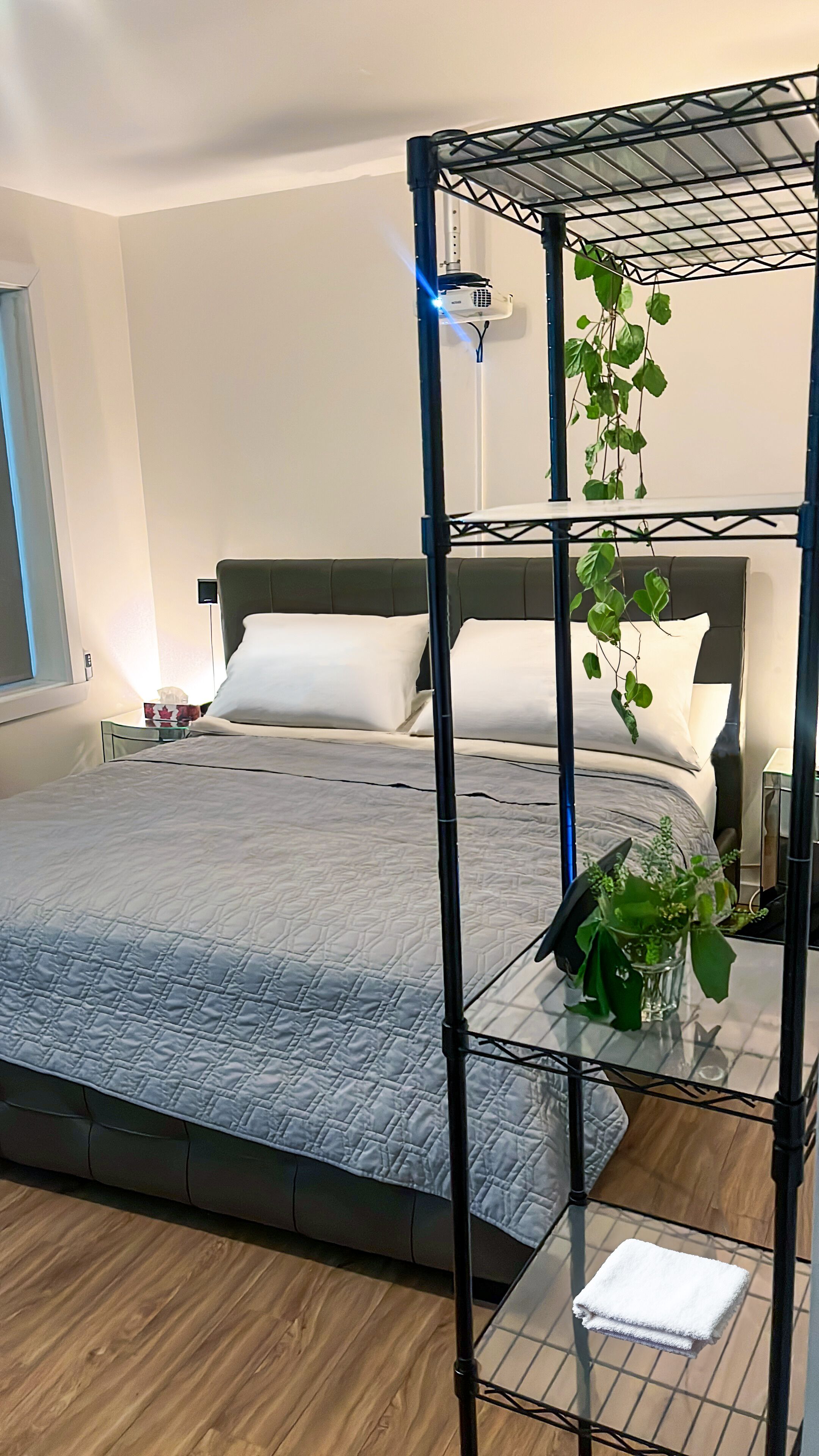 Trendy Luxurious Open Concept Studio with 120" home theatre - 3 min from Village