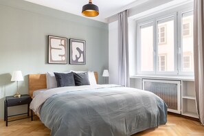 2 slaapkamers, een strijkplank/strijkijzer, wifi, beddengoed