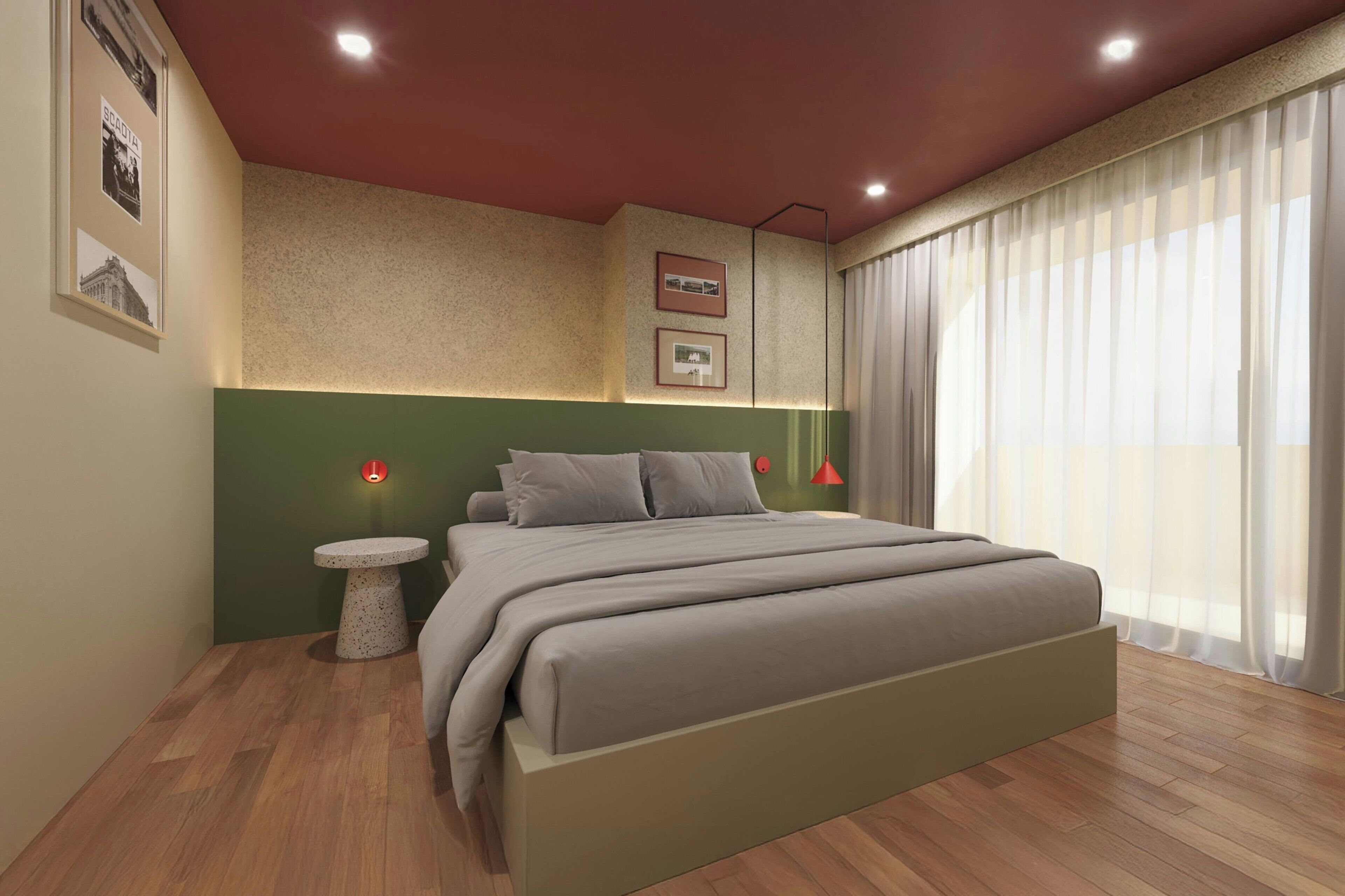 Ropa de cama de alta calidad y caja de seguridad en la habitación 