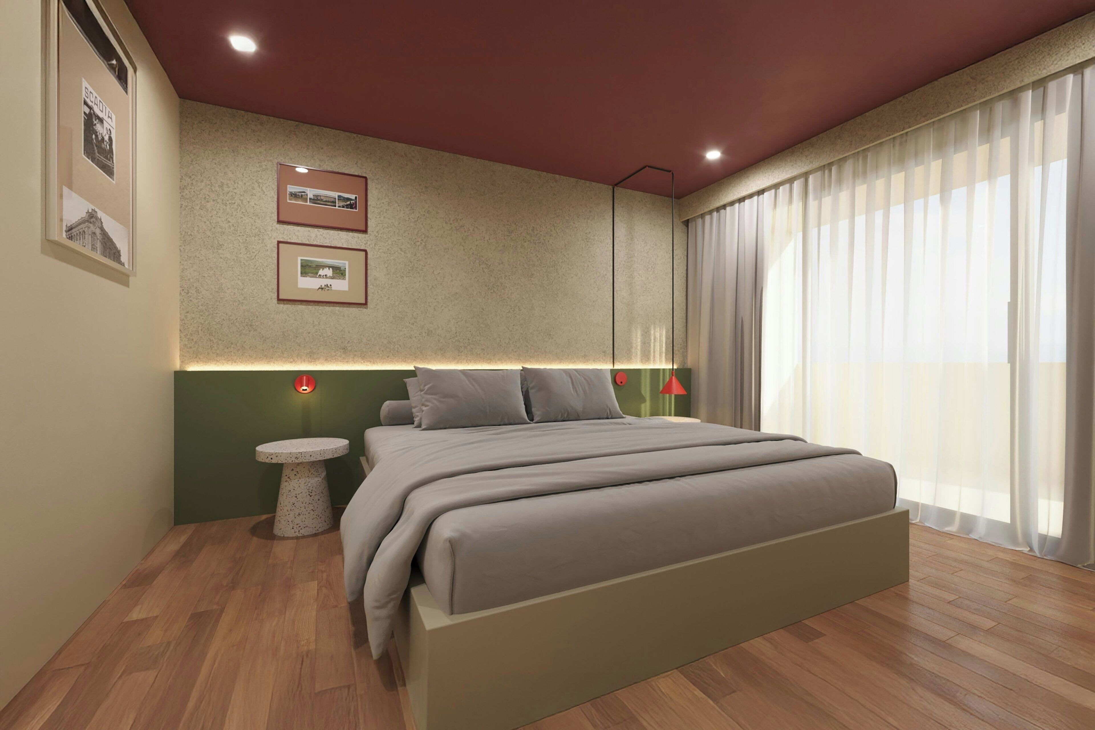 Ropa de cama de alta calidad y caja de seguridad en la habitación 