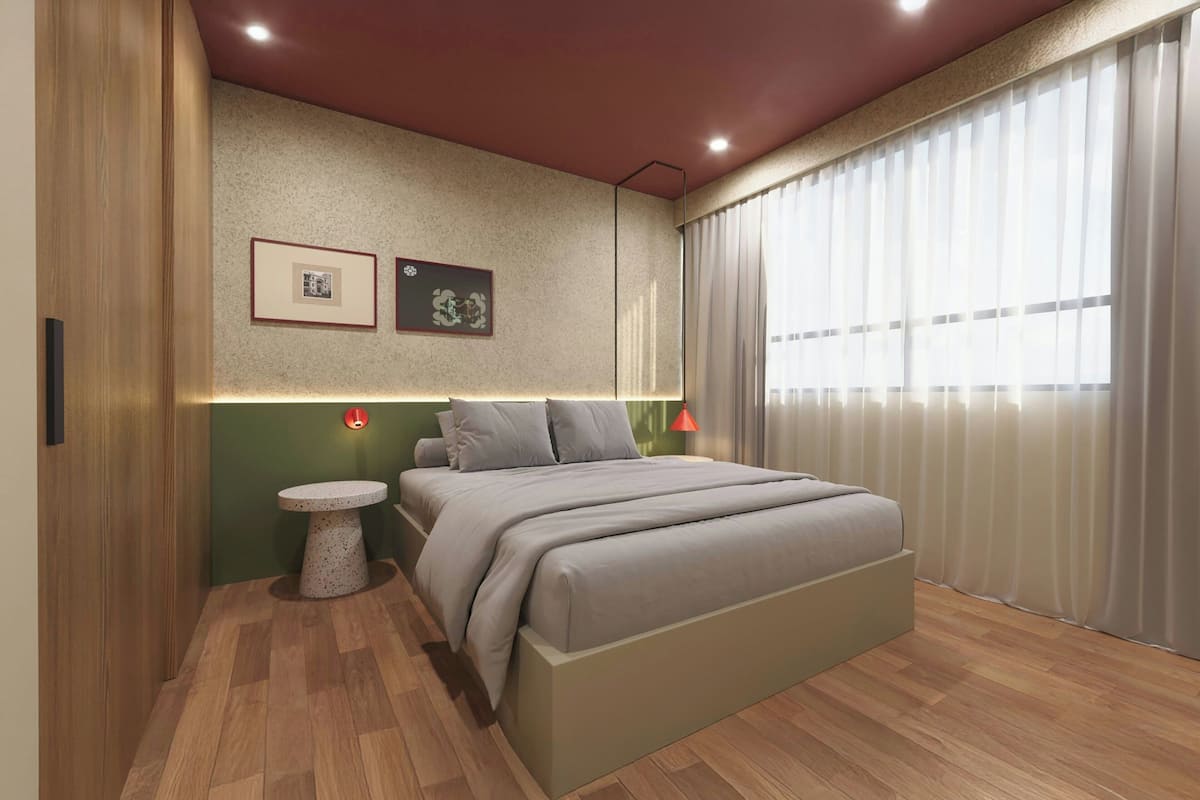 Ropa de cama de alta calidad y caja de seguridad en la habitación