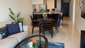 Basic Apartment, 1 Bedroom, Ocean View | Living area | Flat-screen TV - OR205 (Onna)