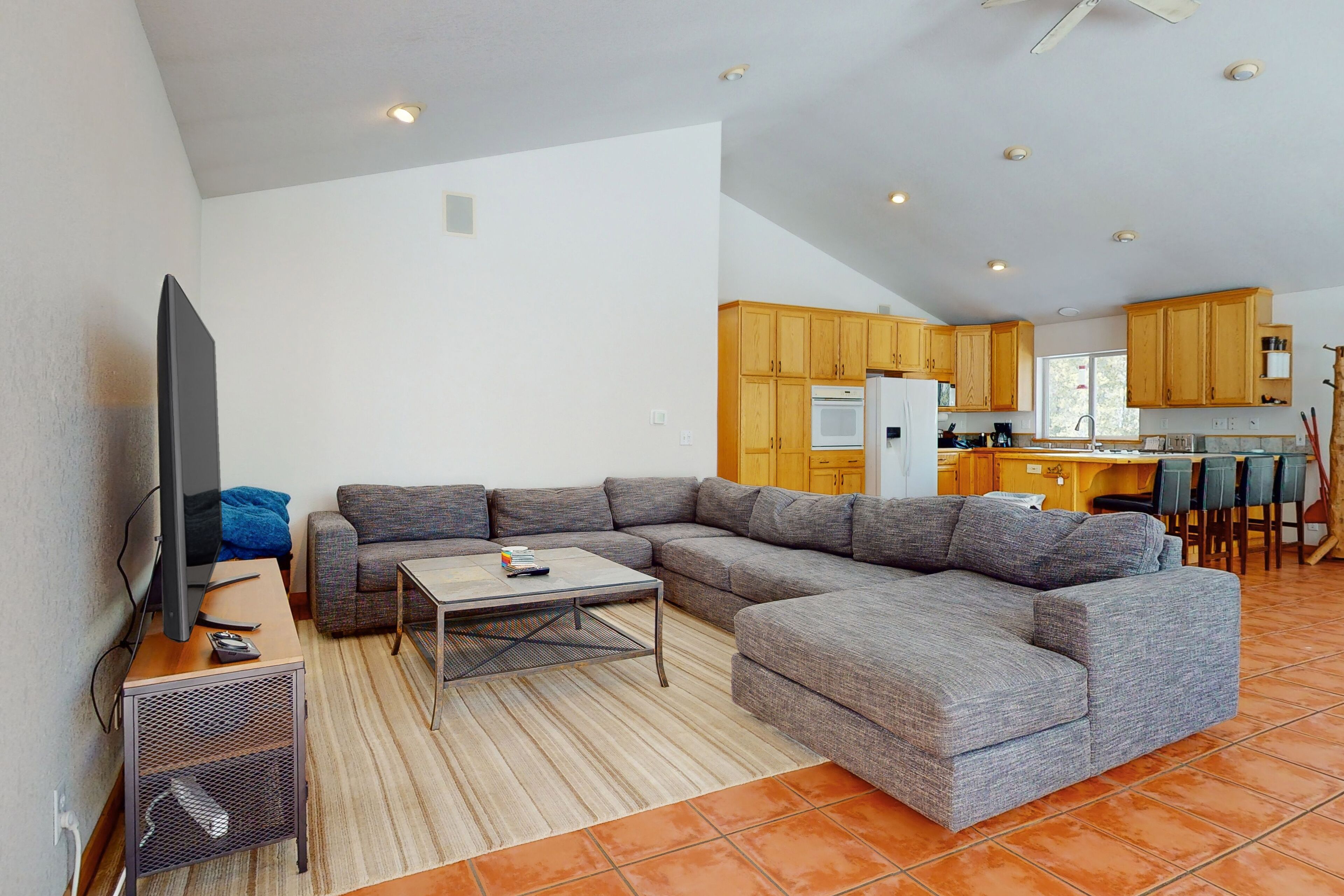 Dog-friendly home with large deck, hot tub, woodstove, W/D, & serene setting