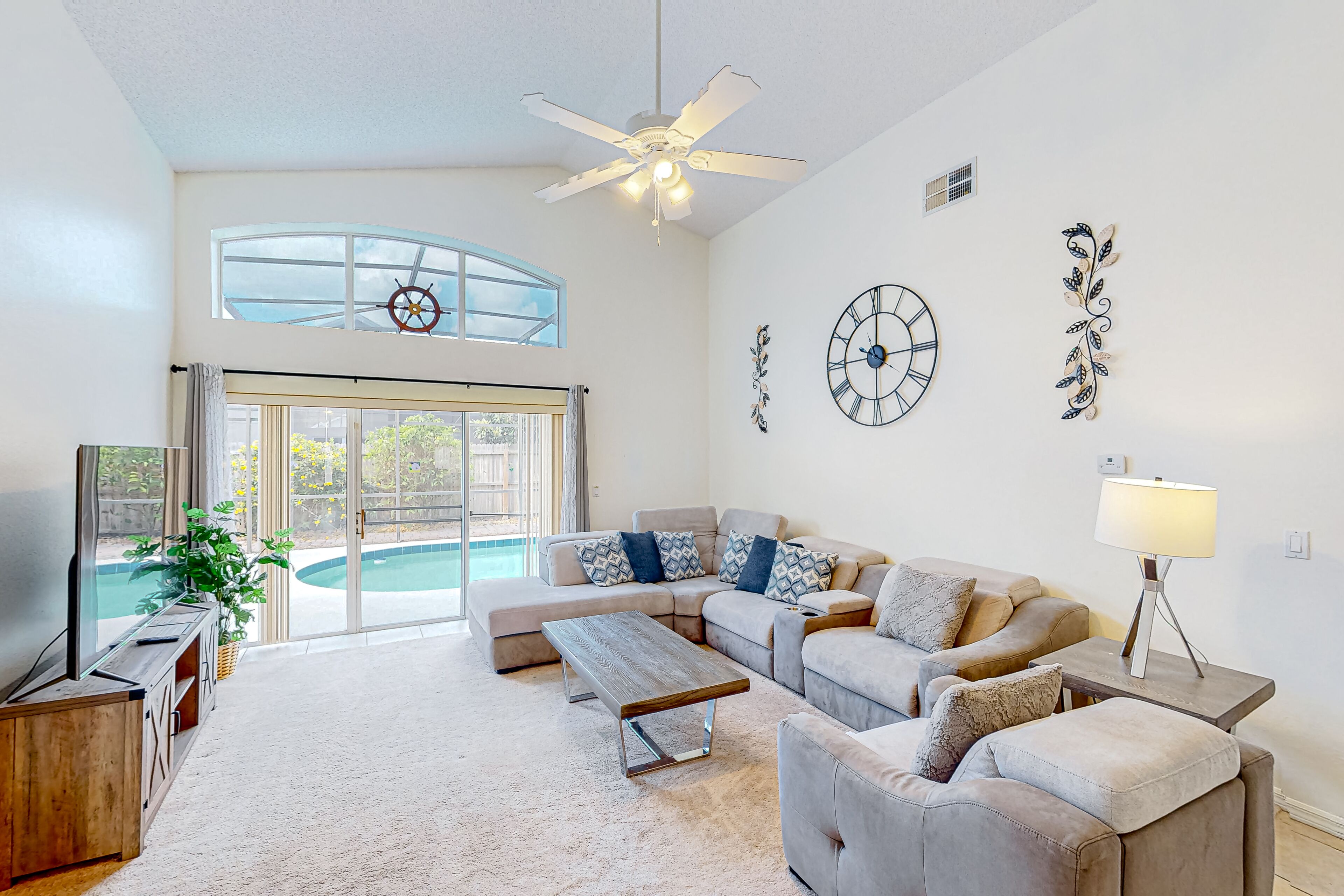 Private pool home with screened patio, arcade games, W/D, & AC