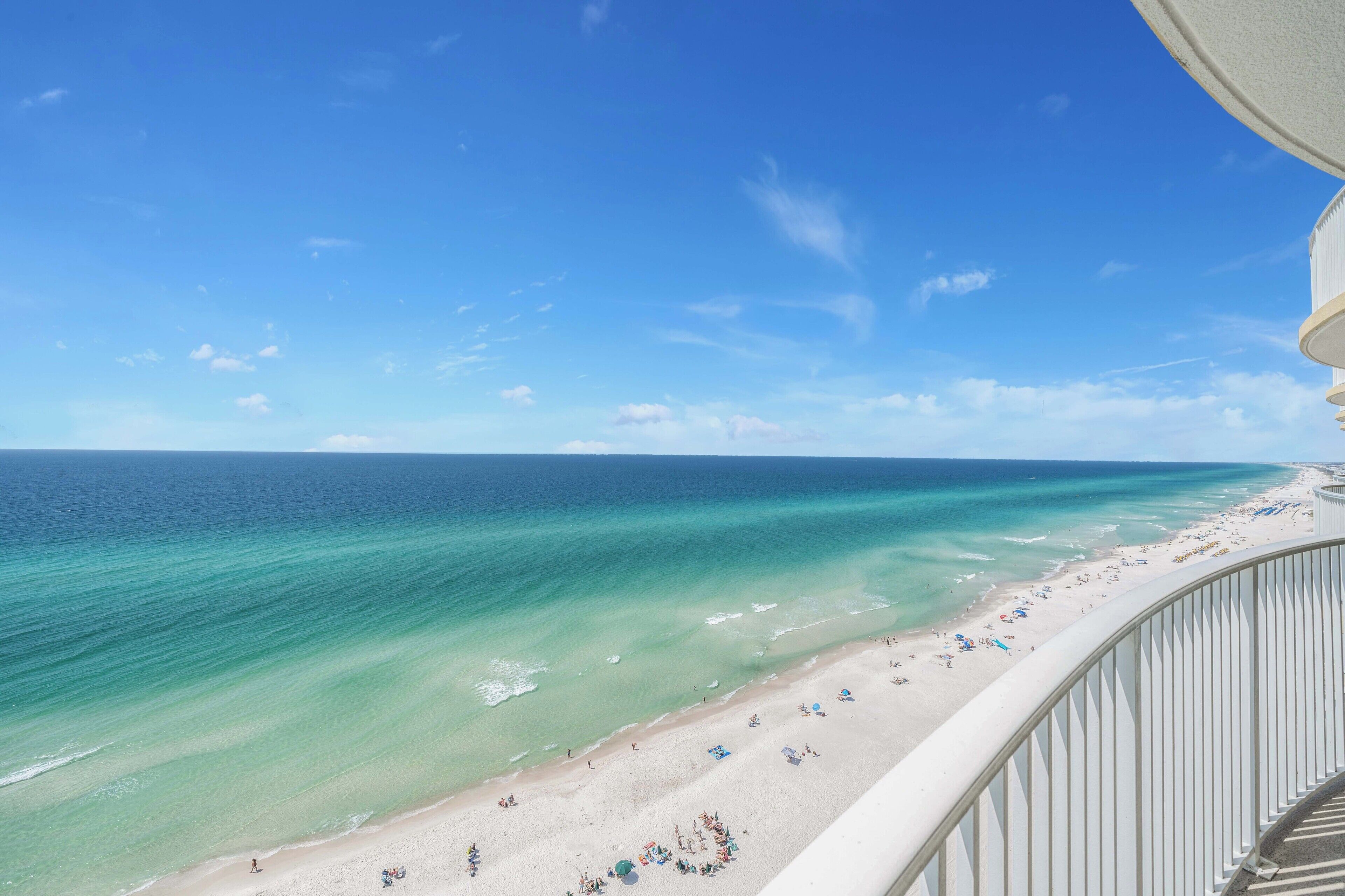 On the beach, sun loungers, beach towels