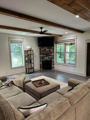 Televisión, chimenea, tenis de mesa y libros