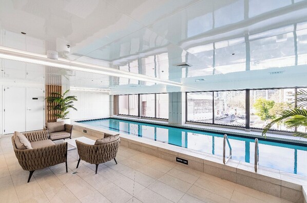 Indoor pool, a heated pool