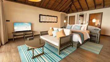 Dheru Water Pool Villa | Minibar, in-room safe, desk, iron/ironing board