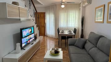 TV, DVD player, stereo