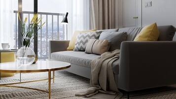 Deluxe-Apartment | Zimmersafe, Schreibtisch, Verdunkelungsvorhänge, schallisolierte Zimmer